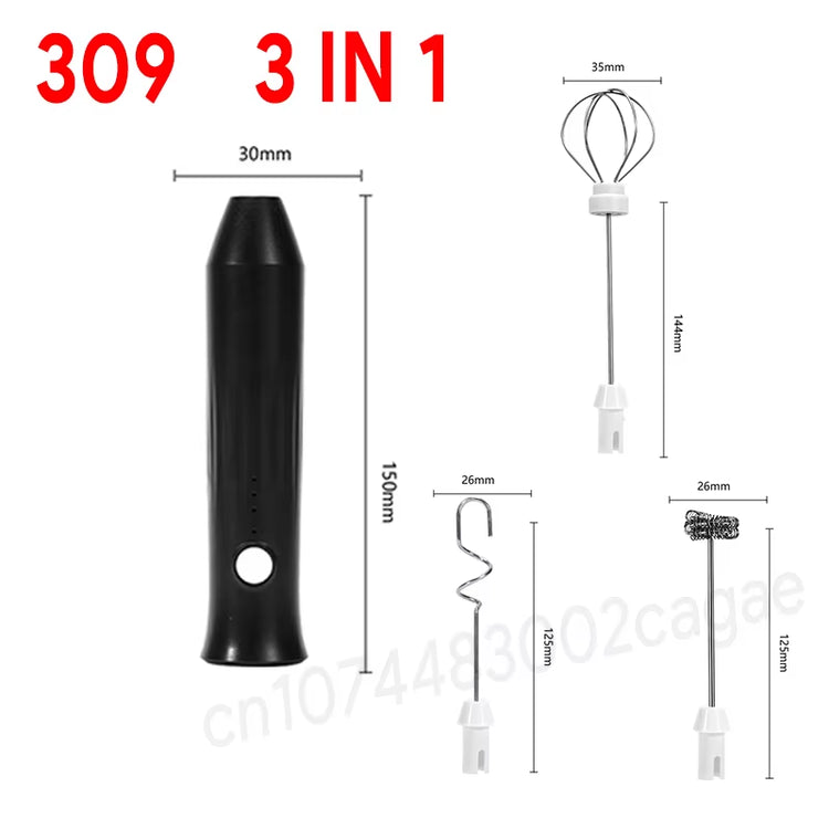 Wireless Milk Frother Electric Type-C Handheld Blender Stainless Steel Mini Coffee Maker Whisk Mixer for Coffee Cappuccino Cream