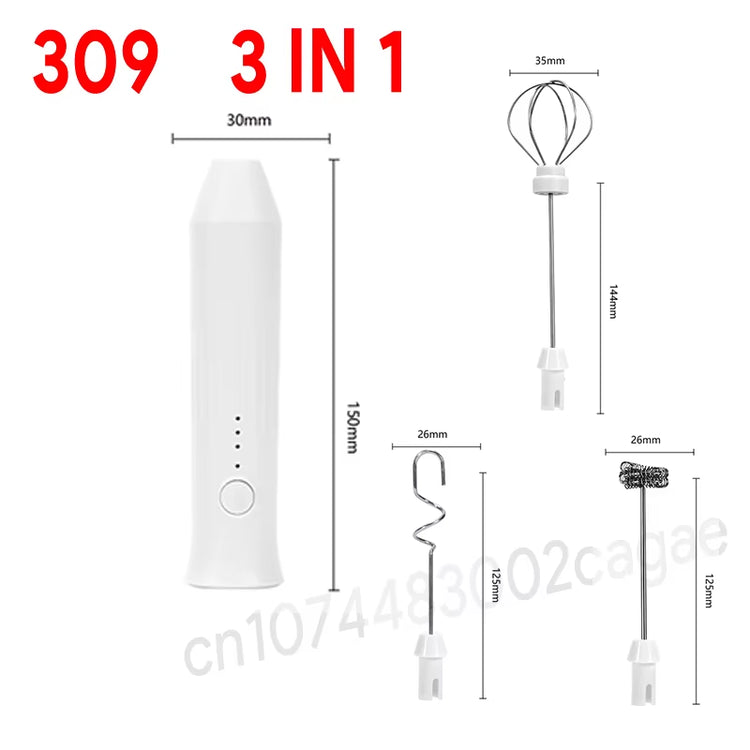 Wireless Milk Frother Electric Type-C Handheld Blender Stainless Steel Mini Coffee Maker Whisk Mixer for Coffee Cappuccino Cream
