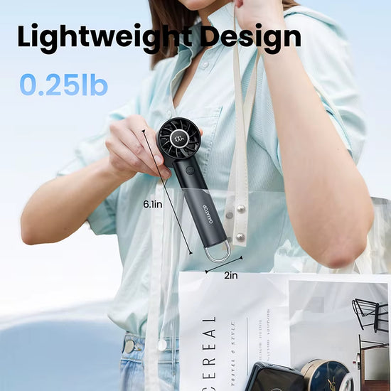 Portable Mini Fan, Handheld Fan with LED Display & Flashlight, 3 Speeds 2000Mah USB Rechargeable Battery Fan