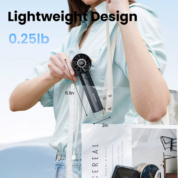Portable Mini Fan, Handheld Fan with LED Display & Flashlight, 3 Speeds 2000Mah USB Rechargeable Battery Fan