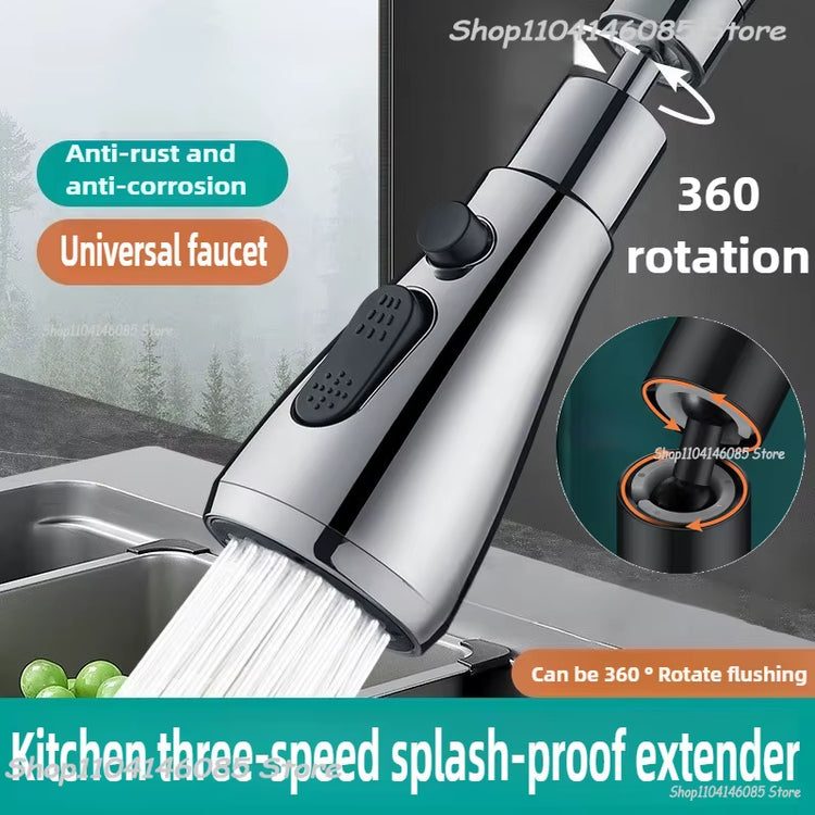 1Pc Faucet Extender Metal Alloy,Three Modes,Head Water Saver Home Extended Shower Spray Filter Kitchen Accessories