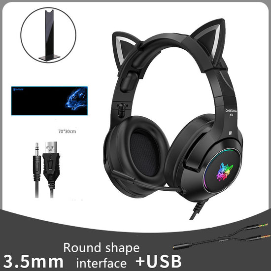 Head-Mounted Gaming Gaming Cute Girls Wired Computer Headset