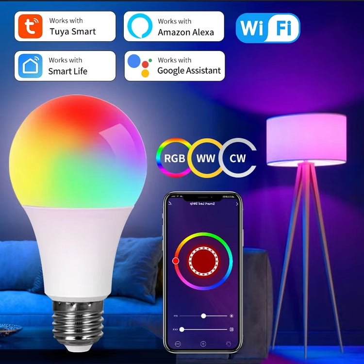 Tuya Smart Wifi LED Light Bulbs 220V 110V 10W 15W 20W E27 Alexa LED Lamp RGB Smart Life APP Google Assisatnt Voice Control