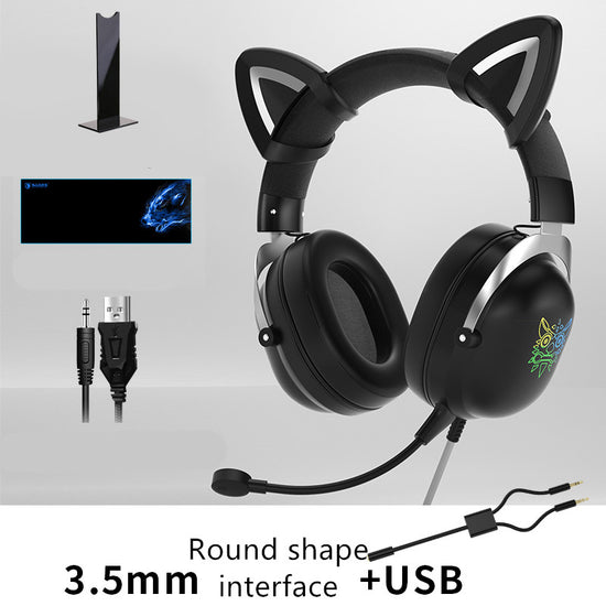 Head-Mounted Gaming Gaming Cute Girls Wired Computer Headset