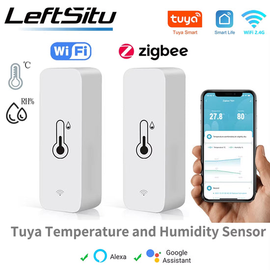 Tuya Wifi Zigbee Temperature Humidity Sensor Smart Home Indoor Hygrometer APP Monitoring Work with Google Home Smartlife Alexa